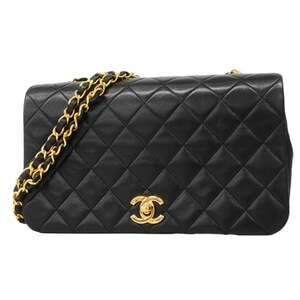 Chanel Matelassé Chain Shoulder Bag, Lambskin, Black, Women's